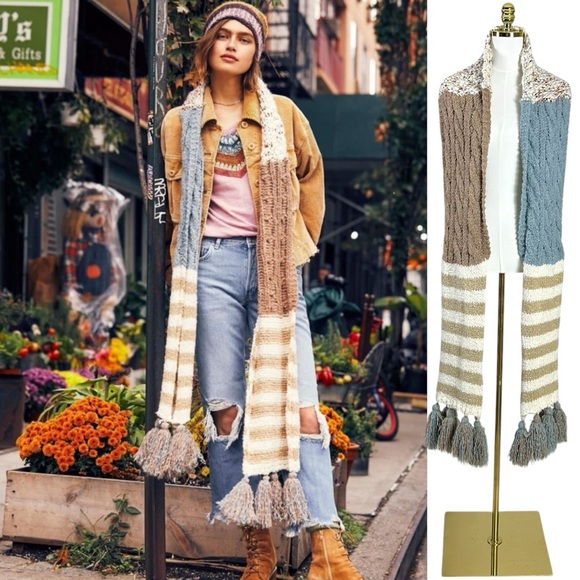 Free People Accessories - Free People Nova Tassel Scarf in Natural One Size Chunky Oversized Whimsical